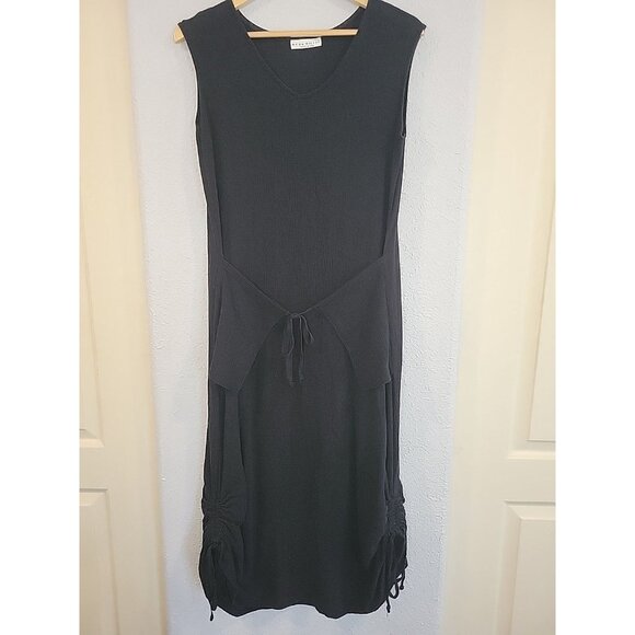 Bryn Walker Cotton Gauze Kira Midi Dress Black Lagenlook Relaxed S Resort Beach - Picture 1 of 6